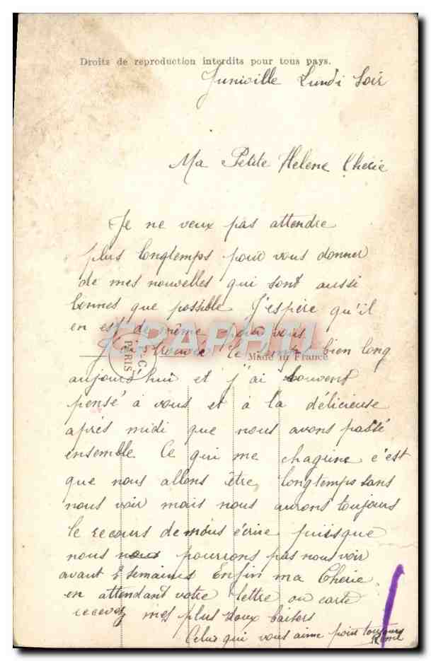 CPA Fantaisie Femme la valse caline — Verso