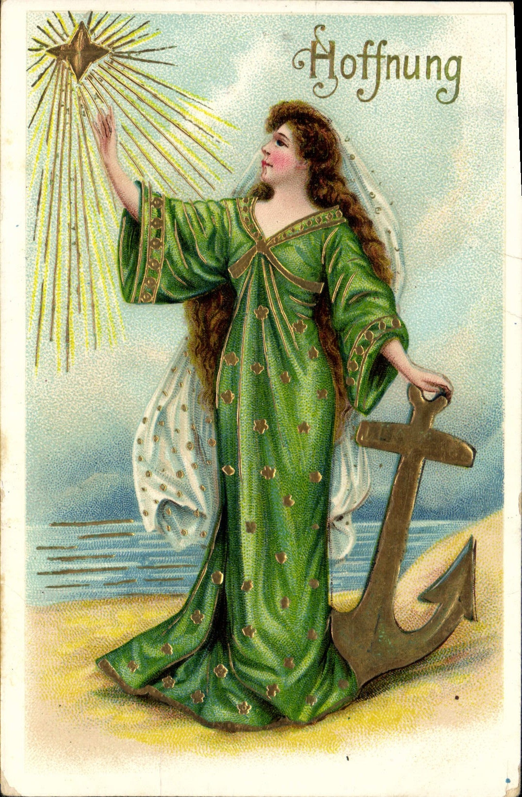 CPA Fantaisie Femme Ancre de marine Hoffnung