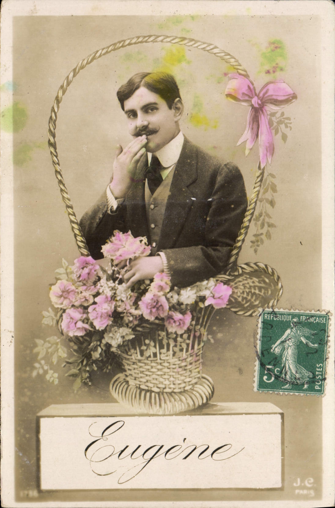 Eugène — portrait dans un panier de fleurs — J.E. Paris