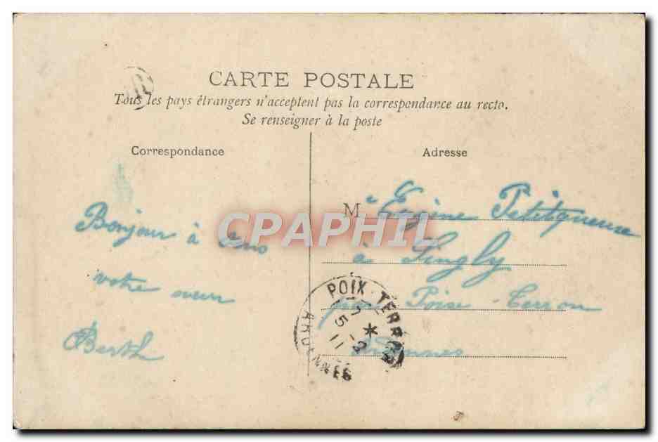 Eugène — portrait dans un panier de fleurs — J.E. Paris — Rückseite