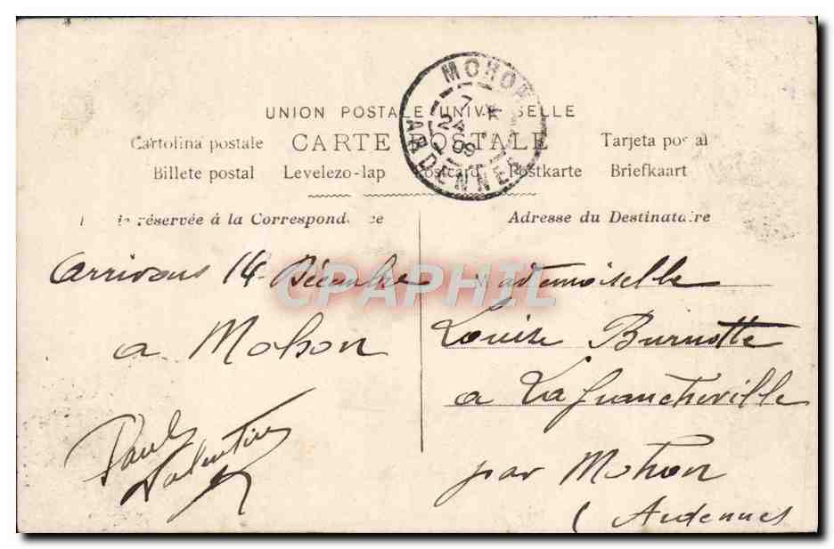 Femme en robe rose tenant un bouquet — 'Mille Baisers' — éditeur anonyme, n° 114 — Rückseite