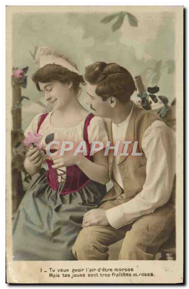 Jeune couple en extérieur — texte amoureux — éditeur anonyme, n° 147