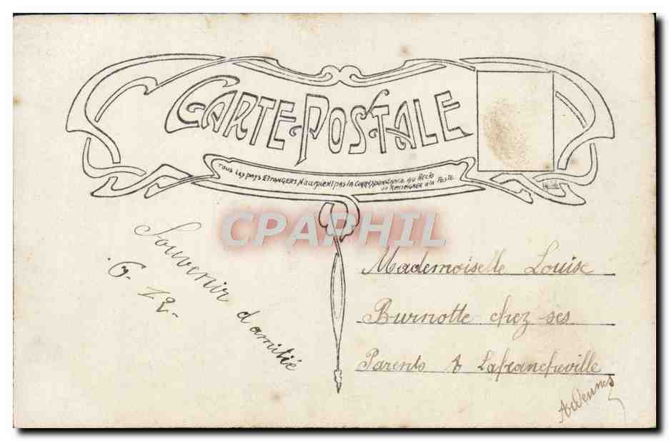 Jeune couple amoureux — scène de jardin — éditeur LOTUS, n° 649 — Verso