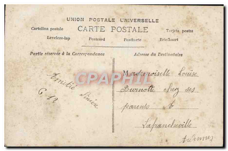 Junge Frau und schlafender Mann — Frühlingsszene — Verlag JD, Nr. 960 — Rückseite