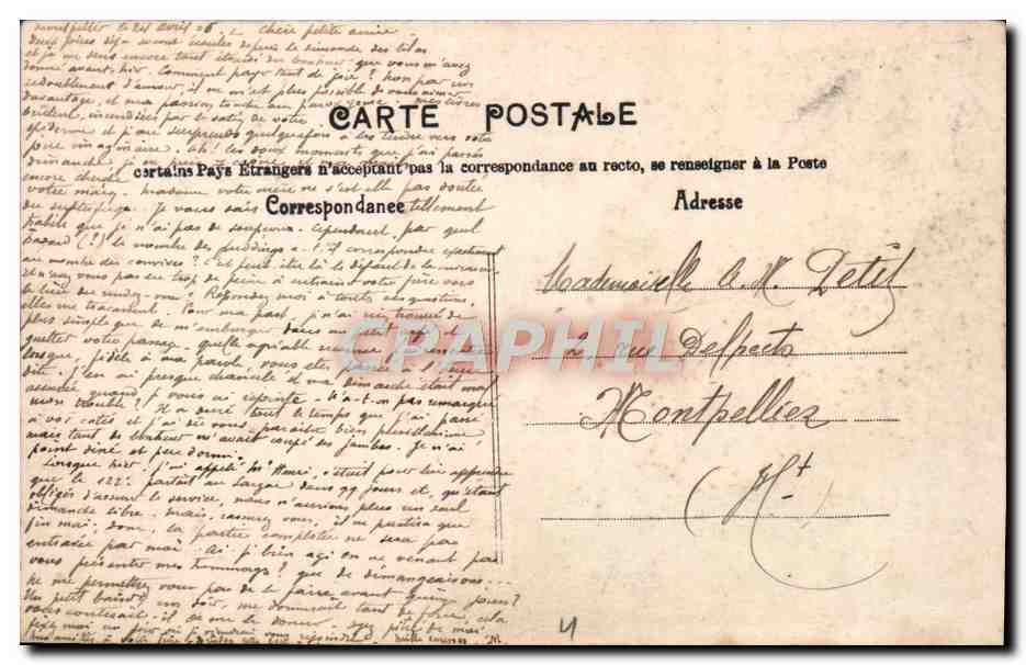 Femme en robe bleue tenant un bouquet de roses — S.A.B. — n°35 — Verso