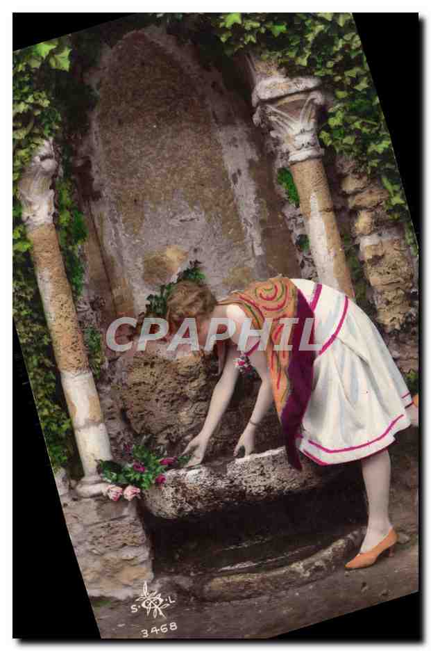 Femme à la fontaine — Ruines végétalisées — S.O.P.L. n° 3468