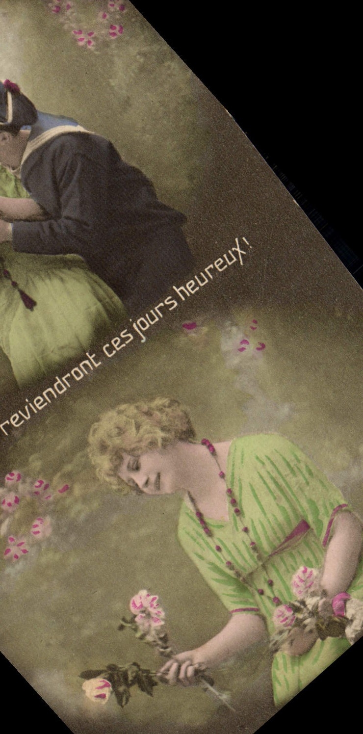 Jeune femme en robe verte — souvenir d'amour — éditeur anonyme