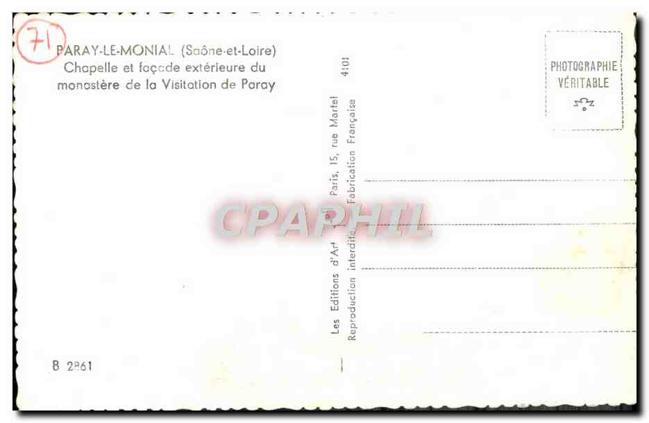 Paray-le-Monial — Chapelle et façade extérieure du monastère de la Visitation — Les Éditions d'Art, Paris — Reverso