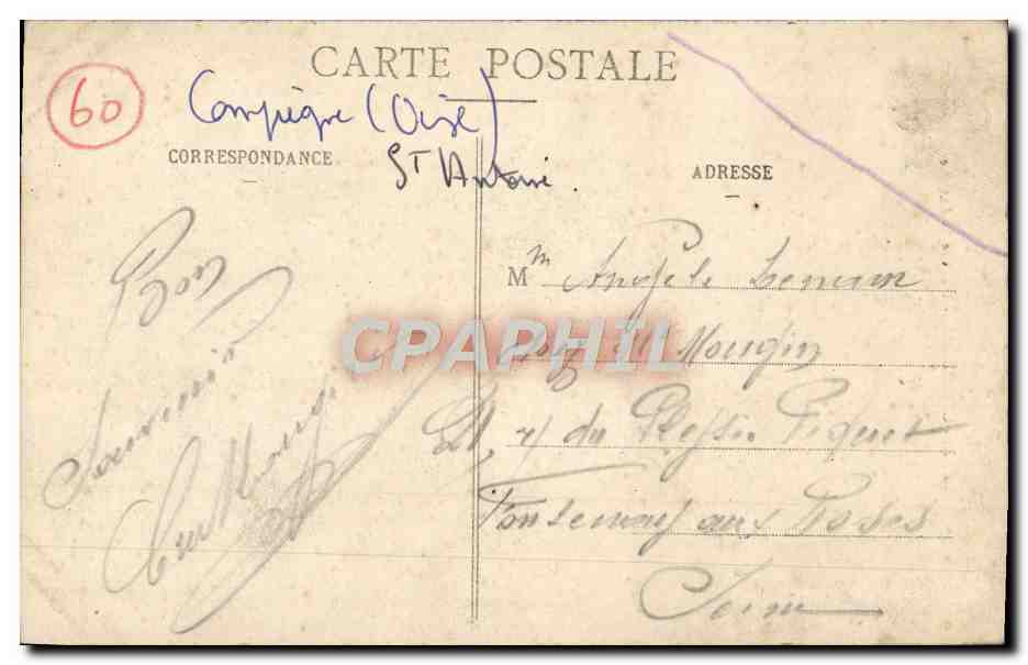 CPA Compiegne L'eglise St Antoine — Rückseite