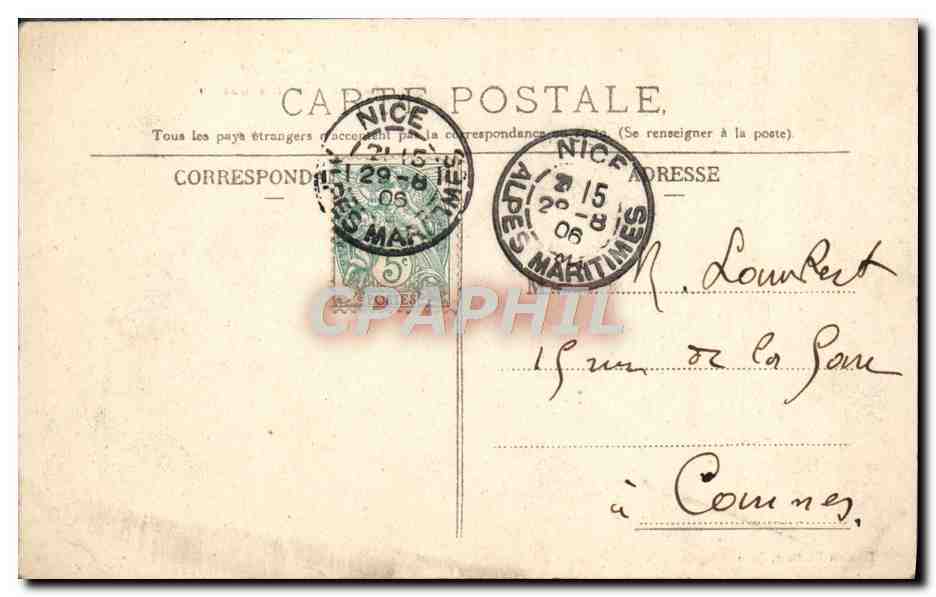 CPA Nice Les Jardins et le Casino — Rückseite