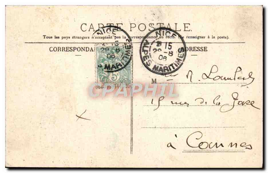 CPA Nice Entree du Port — Rückseite