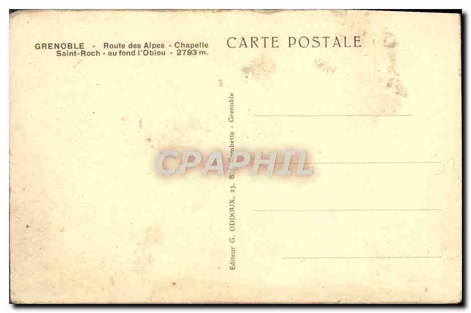CPA Grenoble Route des Alpes Chapelle Saint Roch Au fond l'Obiou — Verso