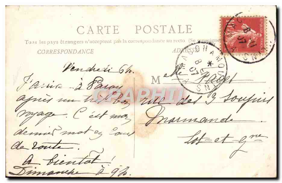 CPA Paray le Monial Chapelle de la Visitation — Back