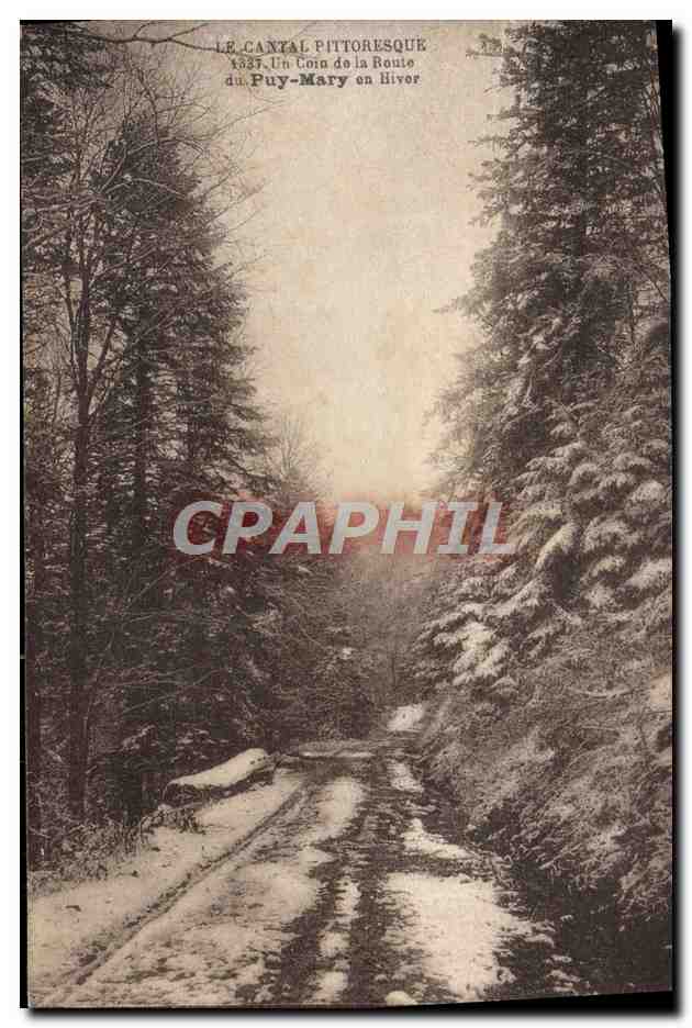 CPA Cantal Pittoresque un Coin de la Route du Puy Mary en hiver