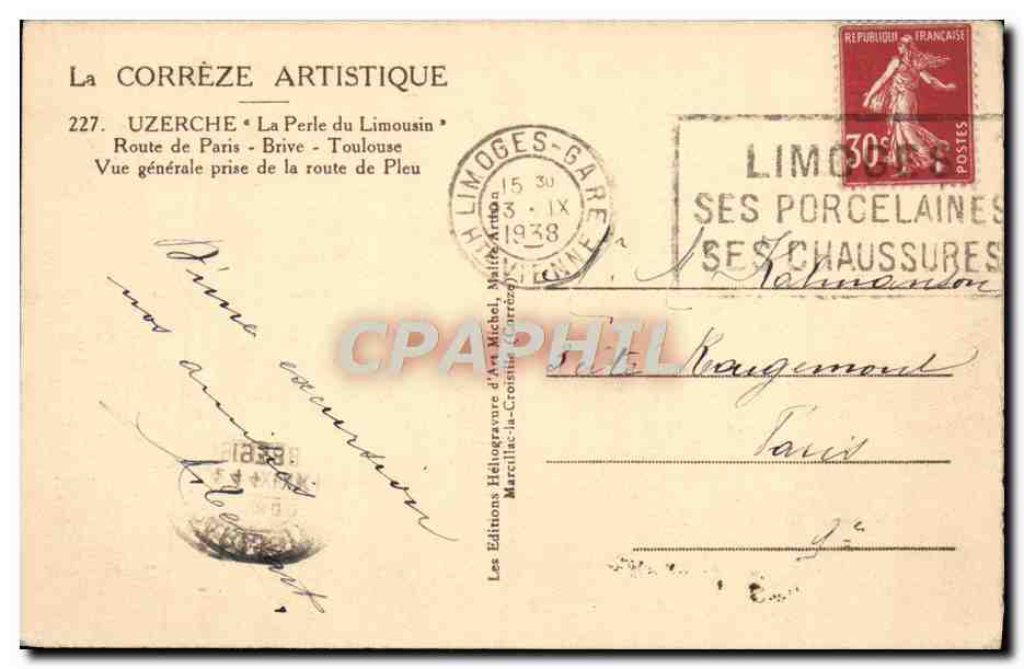 Uzerche — La Perle du Limousin — Les Éditions Héliographie d'Art Michel — Verso