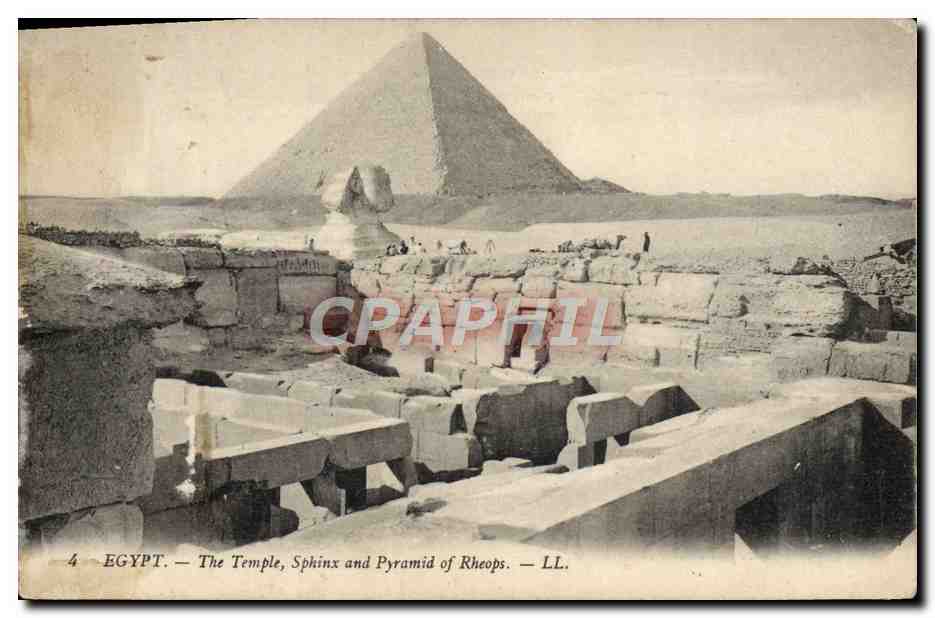CPA Egypt The Temple Sphinx And Pyramid of Rheops