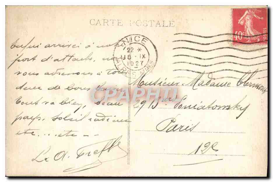 CPA Nice La Baie des Anges — Verso