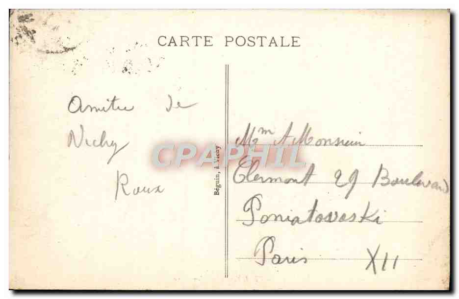 CPA Vichy L'Ancien Parc — Verso