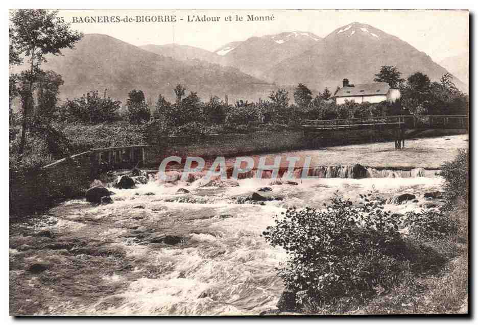 Bagnères-de-Bigorre - L'Adour et le Monné — éditeur CPAPHIL, n°35
