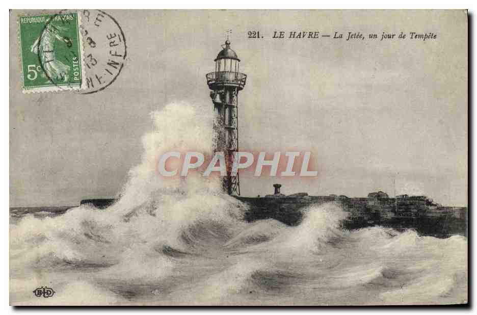 CPA Le Havre La Jetee Un Jour de tempete 
