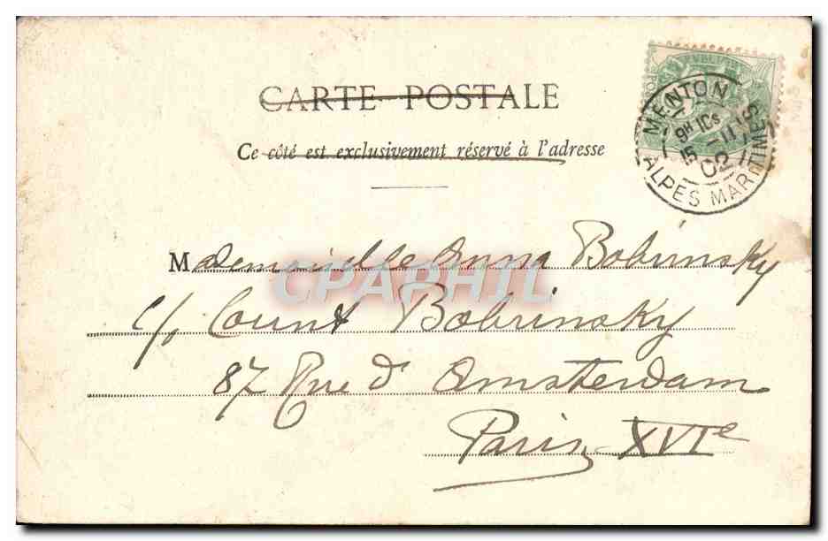 CPA Menton La Vieille Ville — Rückseite