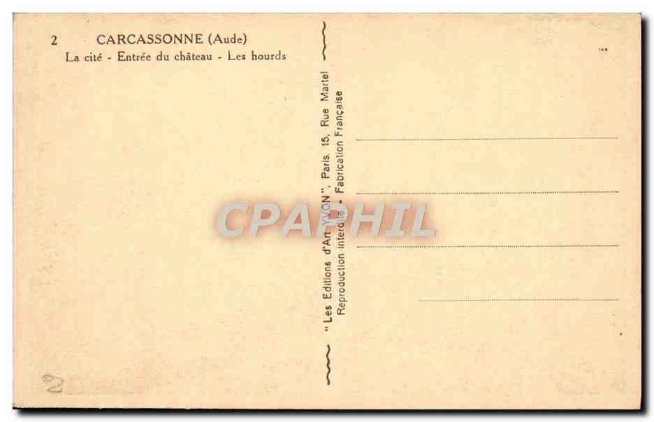 CPA Carcassonne Entree du Chateau — Verso