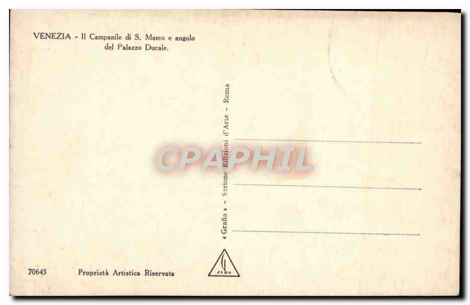 CPA Venezia Campanile di Marco e angolo del palazzo Ducale — Rückseite