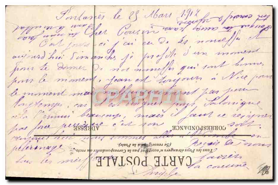 CPA Nice Avene Fetix Faure — Rückseite