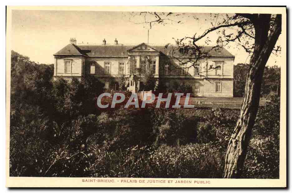 Saint-Brieuc — Palais de Justice et Jardin Public — éditeur A. Baury