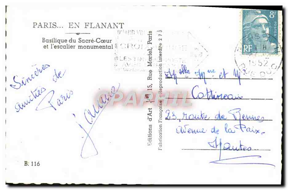 CPM Paris En Flanant Basilique du Sacre Coeur et l'escalier monumental — Rückseite