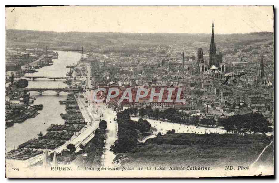 CPA Rouen Vue Generale Prise de la Cote Sainte Catherine