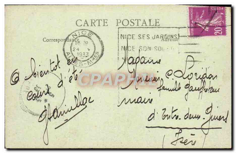 CPA Nice Vue Generale — Verso