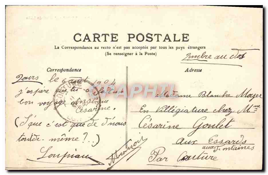 CPA Tours L'Hotel de Ville — Verso