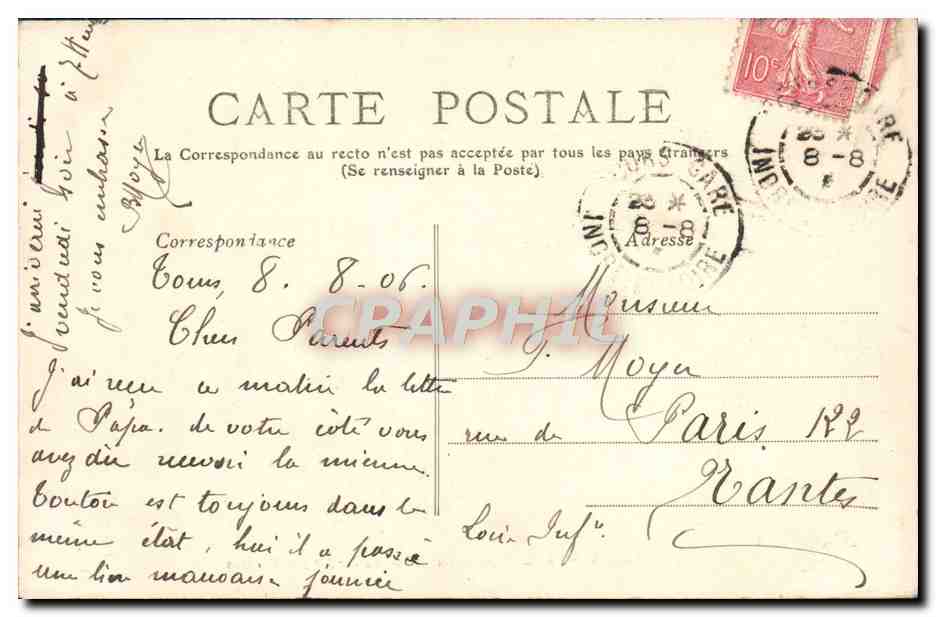 CPA Tours L'Hopital Vue Prise du Jardin des Plantes — Rückseite