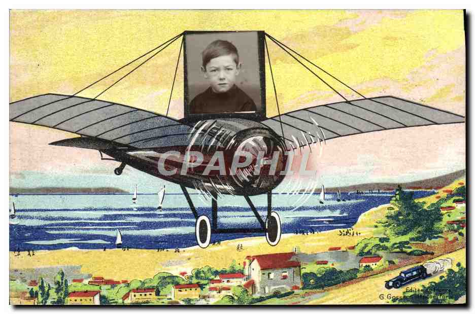 Avion avec portrait d'enfant — G. Gossens, série non visible