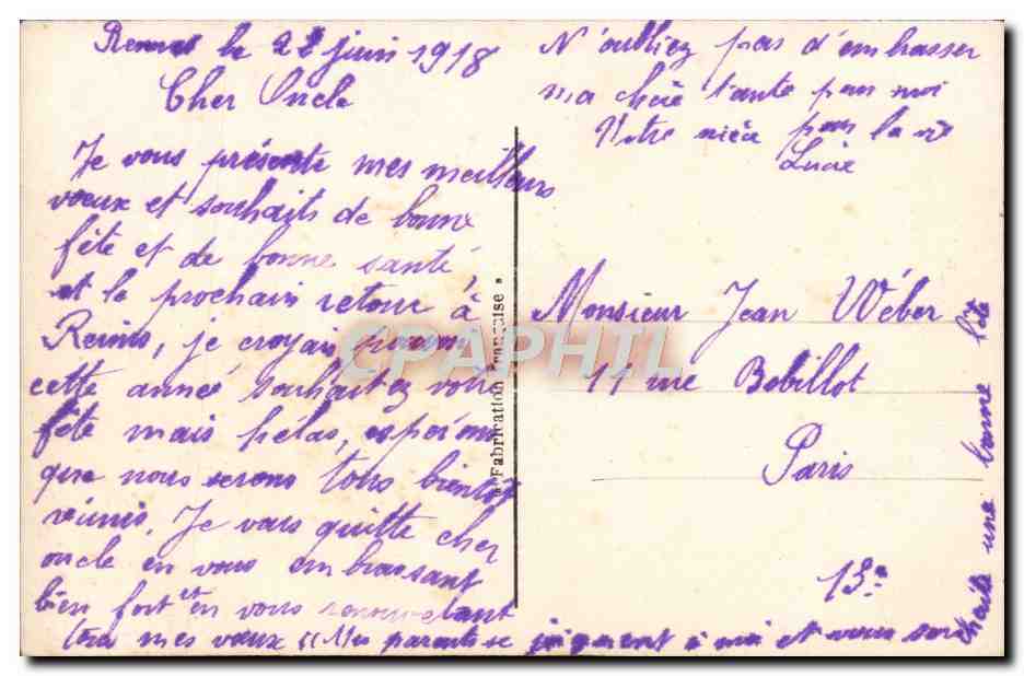 CPA Fantaisie Femme  — Verso