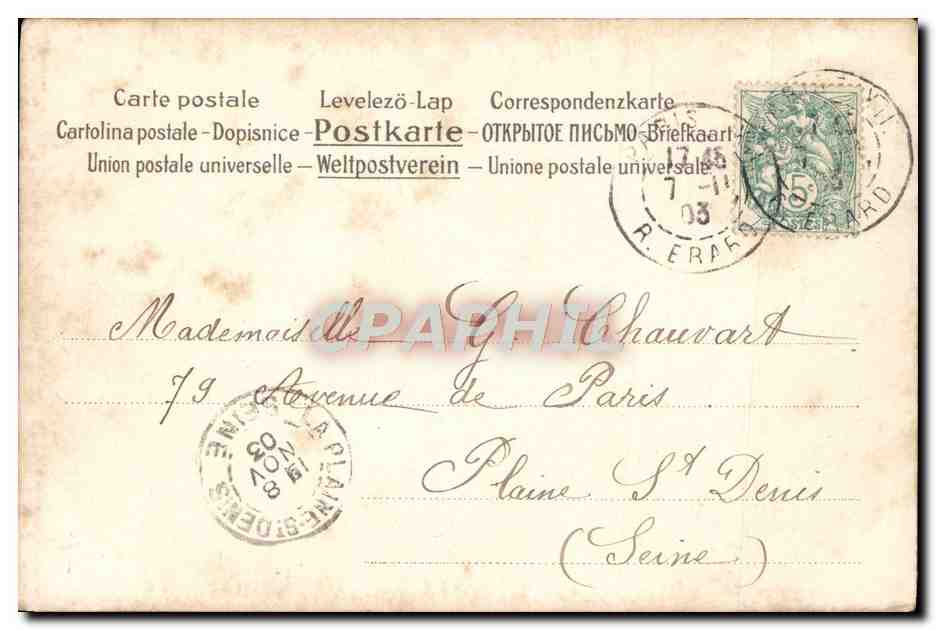 CPA Fantaisie Enfant Ange Trefle Ancre de marine — Rückseite