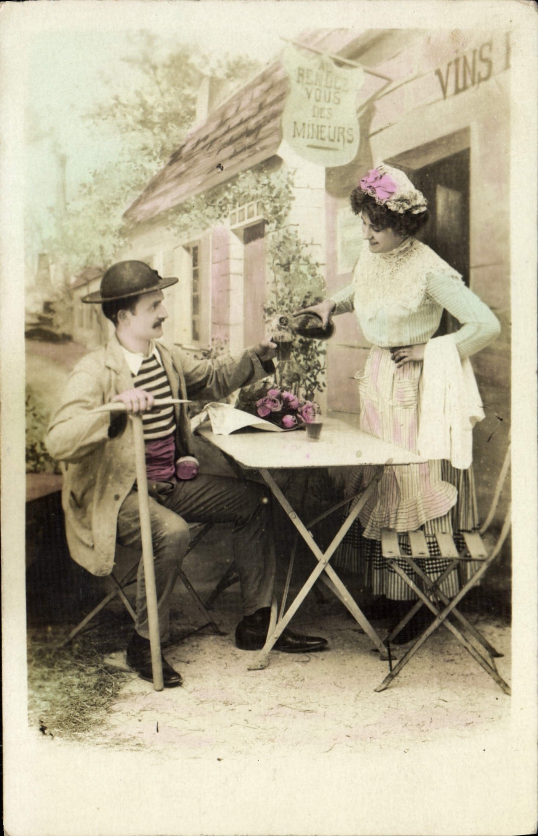 Ein Kunde am Bar des 'Vins des Mineurs' — Café-Szene — Verlag Union Postale Universelle, n° 20