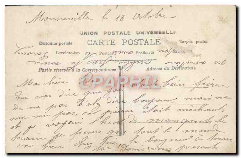 Ein Kunde am Bar des 'Vins des Mineurs' — Café-Szene — Verlag Union Postale Universelle, n° 20 — Rückseite