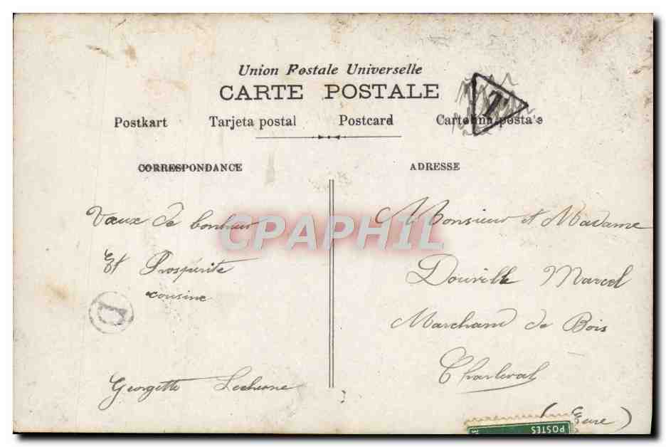 CPA Fantaisie Femmes Au Porte Bonheur Fer a cheval Trefle  — Rückseite