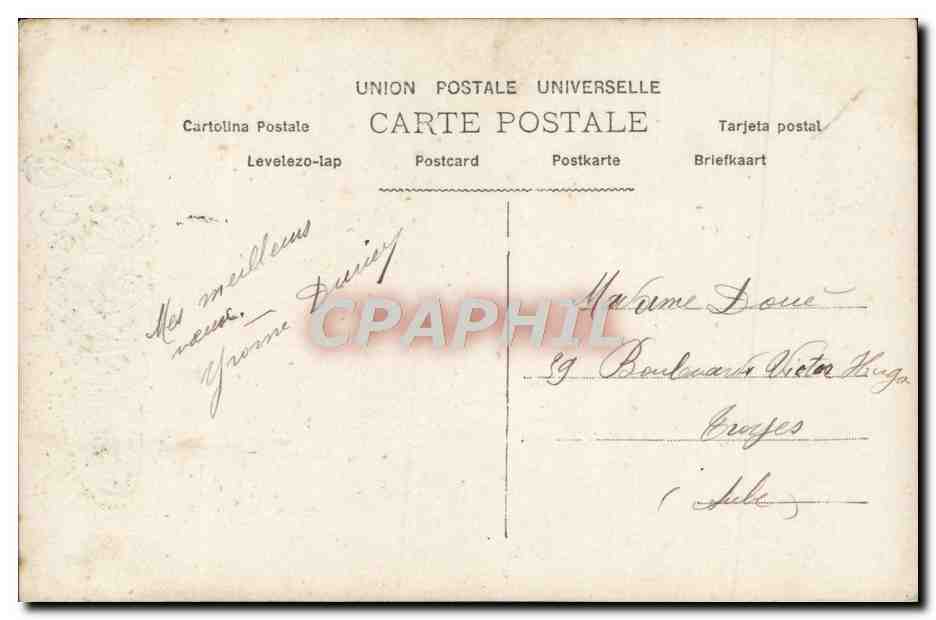 Femme en robe de style Art Nouveau — Paysage avec moulin à vent — Éditeur : AN, n° 183 — Verso