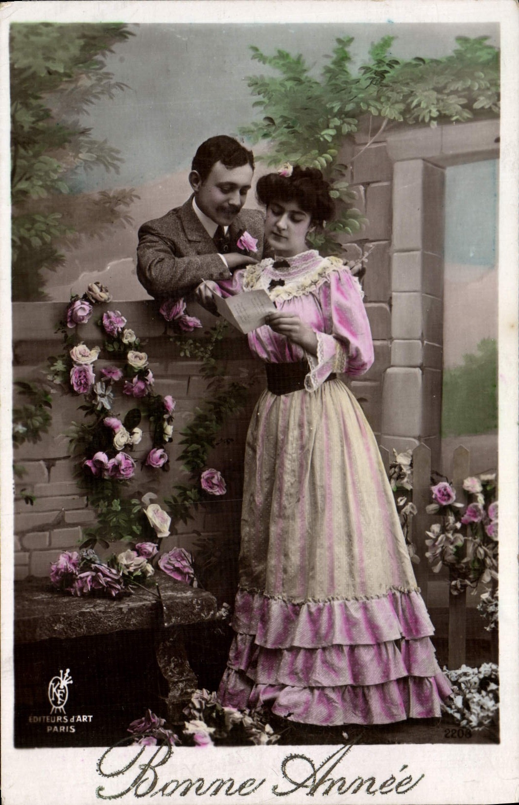 Couple au jardin — Bonne Année — Éditeurs d'Art Paris n°2208