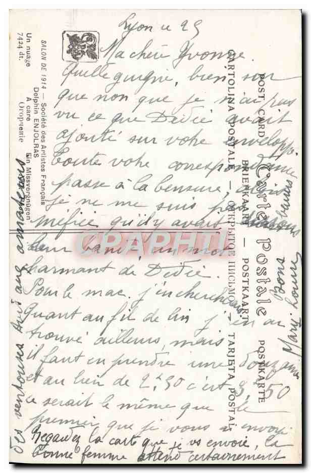 CPA Fantaisie Salon de 1914 Delphin Enjolras  — Verso