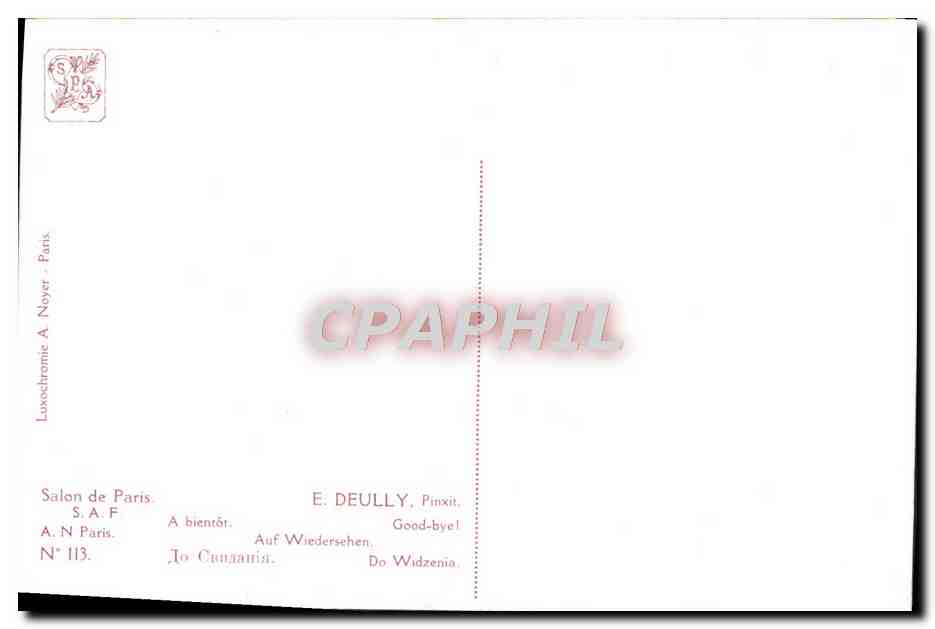 Un couple au seuil d'une maison — scène romantique — Luxochromie S.A.F. N° 113 — Verso