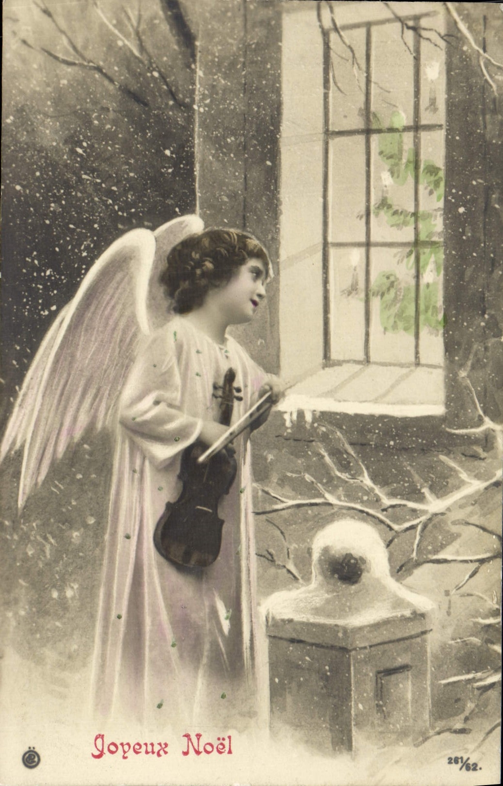 CPA Fantaisie Ange noel violon 