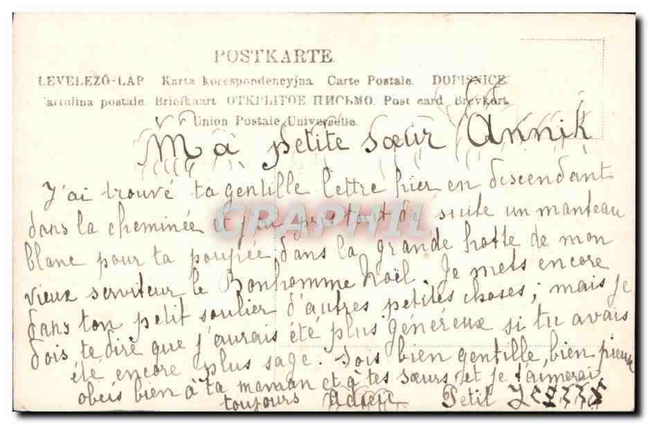 CPA Fantaisie Ange noel violon  — Rückseite