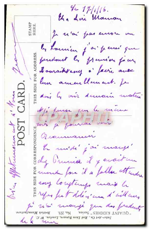 CPA Fantaisie Enfant Fred Spurgin Chat Chaton  — Rückseite