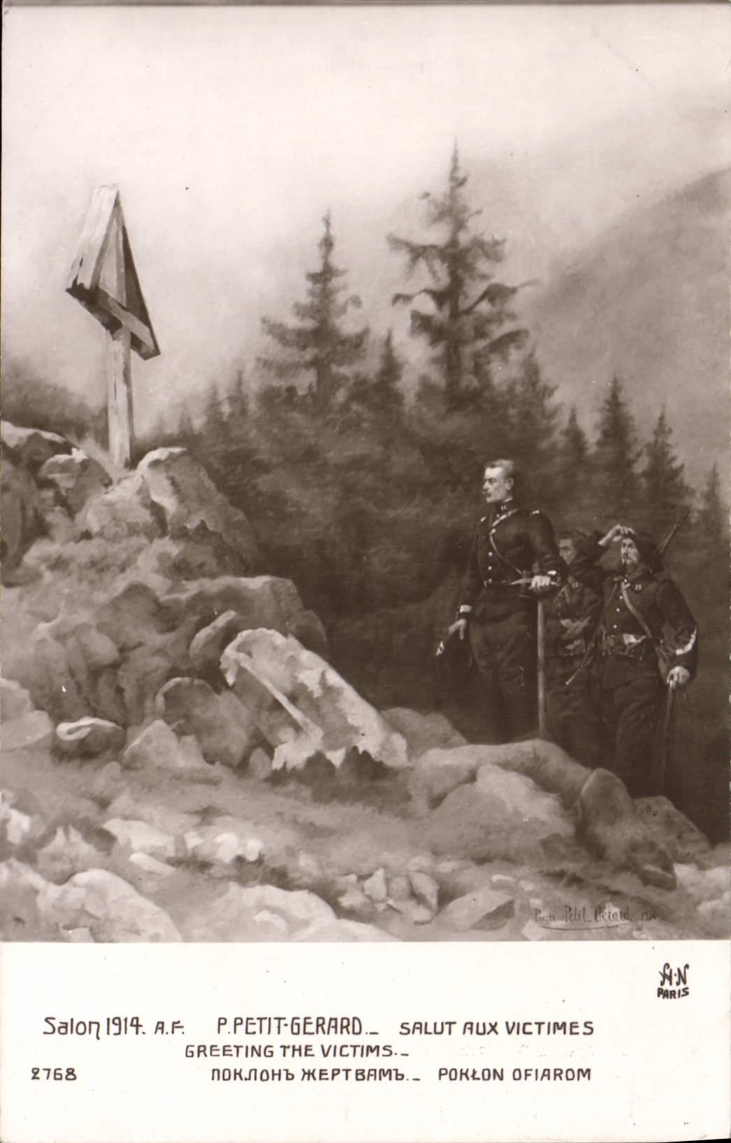 CPA Fantaisie Salon 18914 Petit Gerard Salut aux victimes Militaria