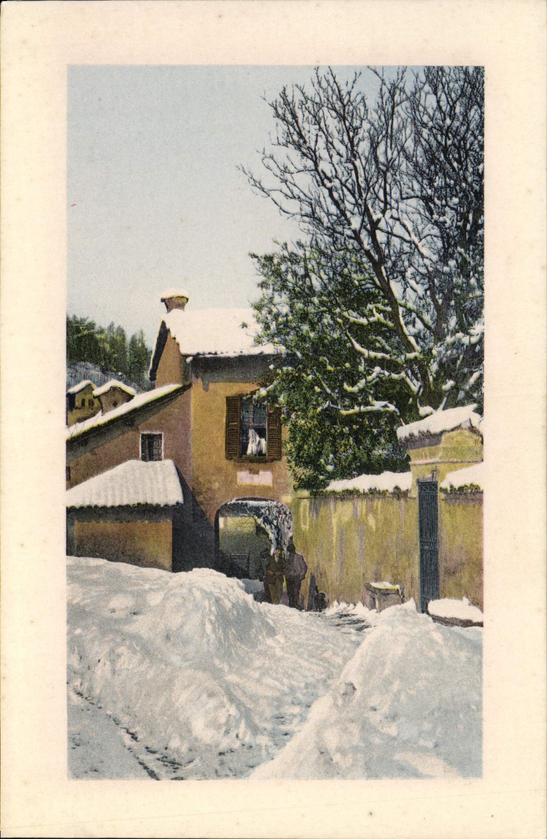 CPA Fantaisie Maison dans la neige