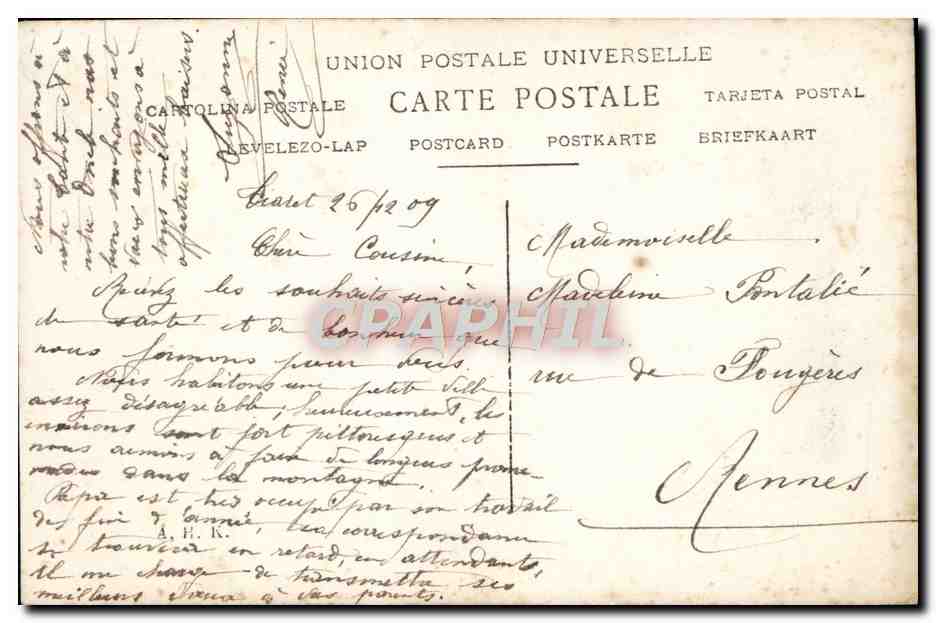 Femme sur traîneau en montagne — Bonne Année — Éditeur inconnu, n° 218 — Rückseite